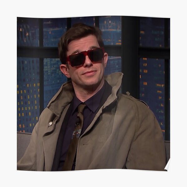 John Mulaney in coat on seth myers Poster