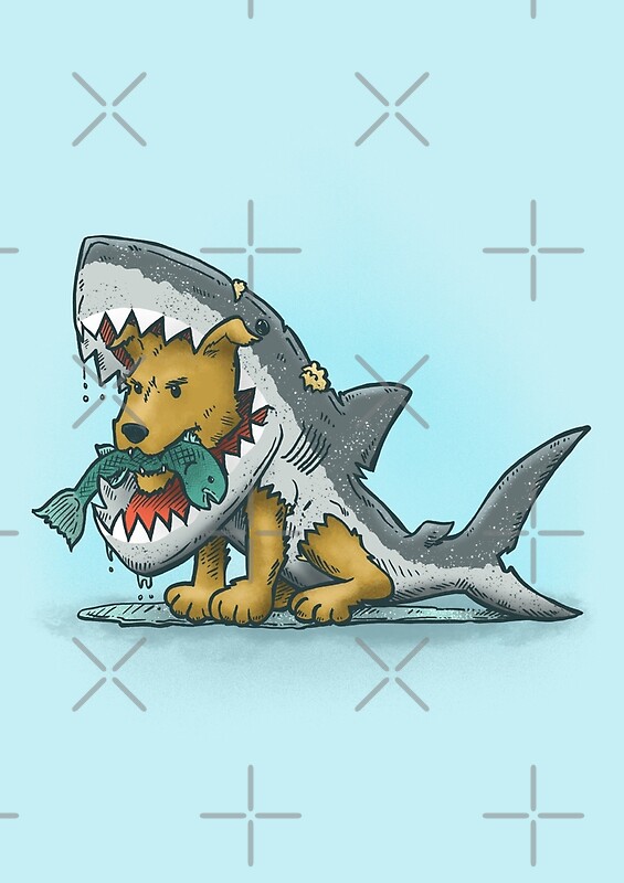 "Shark Suit Dog" by nickv47 Redbubble