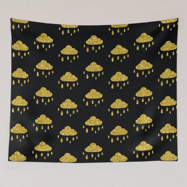 Item preview, black and gold glitter clouds pattern designed and sold by virilamissa.