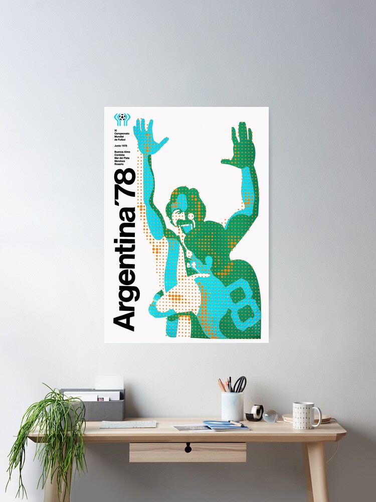 Ancien Poster Vintage équipe D'Argentine Onze - Abramczik - Coupe Du Monde 1978