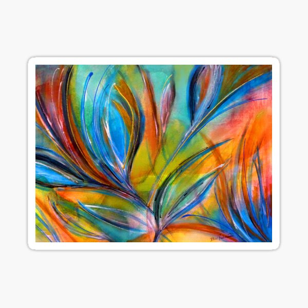 Tropical leaves,contemporary floral artwork Sticker