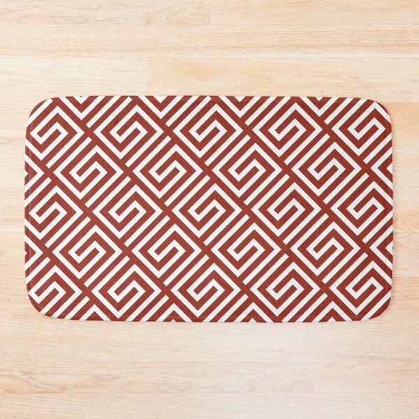 Item preview, Burnt Orange/Terracotta/Brown and White Greek Key Pattern Meander Pattern designed and sold by thelustrous.