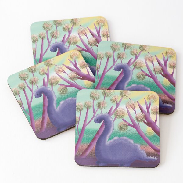 Item preview, Purple dinosaur walking in the colourful forest  designed and sold by Mashusha-art.