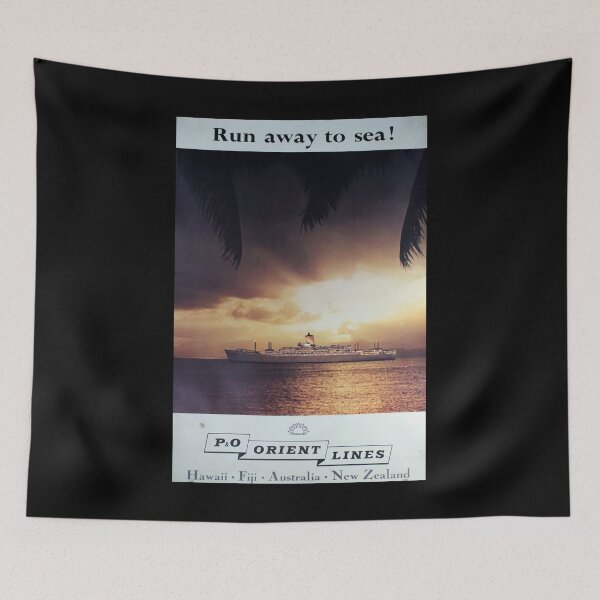 Item preview, retro classic Run away to Sea poster designed and sold by CorasPosters.