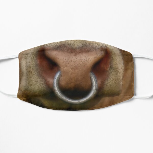 Bull with Nose Ring Digital Watercolor Flat Mask