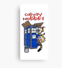 calvin and hobbes police box Canvas Print