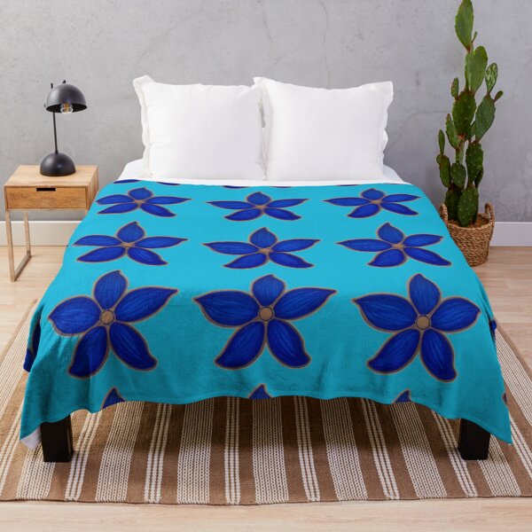 Item preview, One Blue and Gold Flower on a bright blue background designed and sold by BelindaFuller.