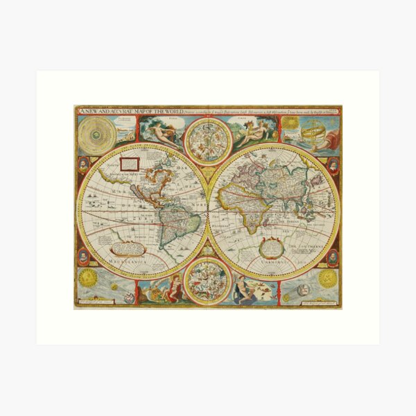 Vista previa del artículo con la obra «Un viejo mapa del mundo // 1627», diseñado y vendido por Gothicrelics.