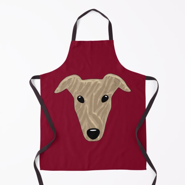 Item preview, Brindle greyhound on burgundy background designed and sold by houndpixnz.