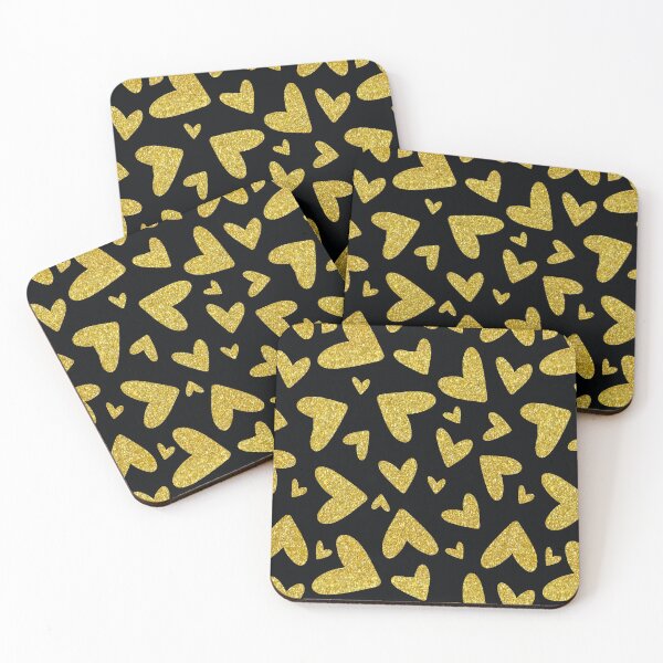 Item preview, black and gold glitter hearts pattern designed and sold by virilamissa.