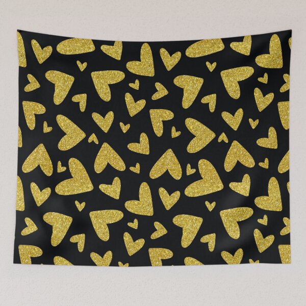 Item preview, black and gold glitter hearts pattern designed and sold by virilamissa.