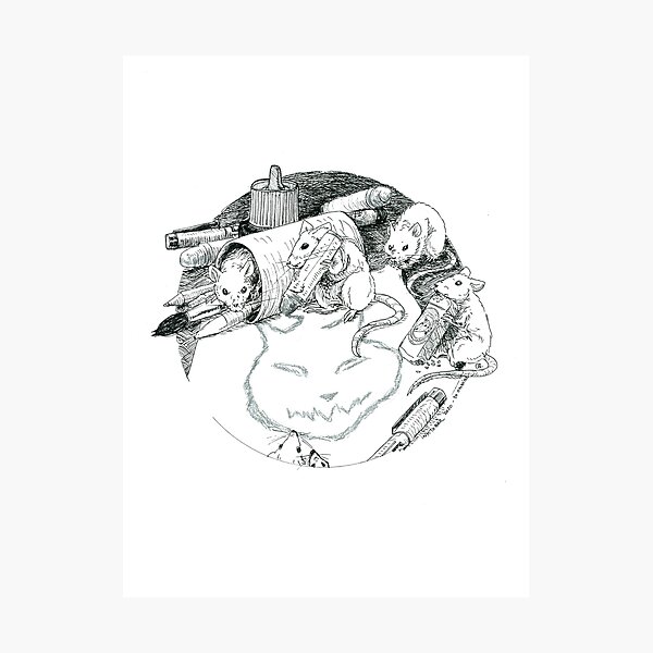 Les souris III (Les artistes et le chat) Impression photo
