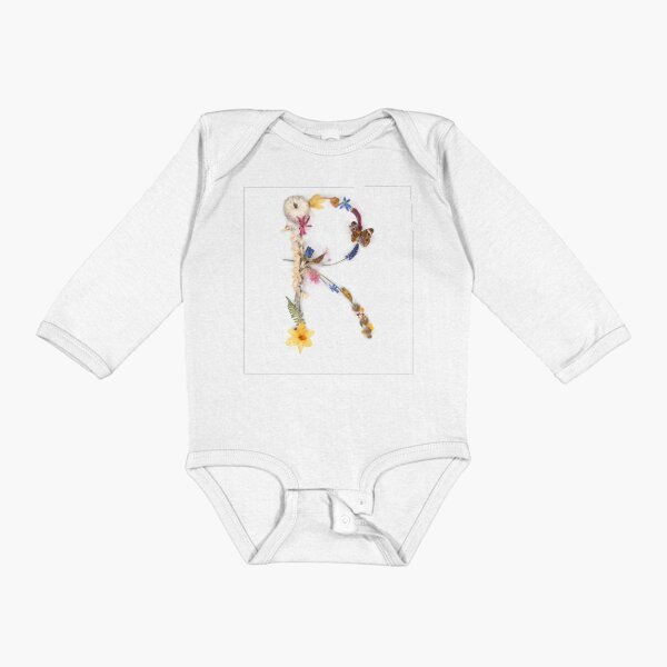 Flora & Fauna Letter "R" Long Sleeve Baby One-Piece