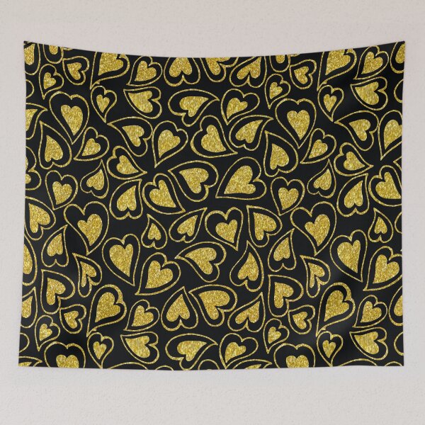 Item preview, black and gold glitter hearts pattern designed and sold by virilamissa.