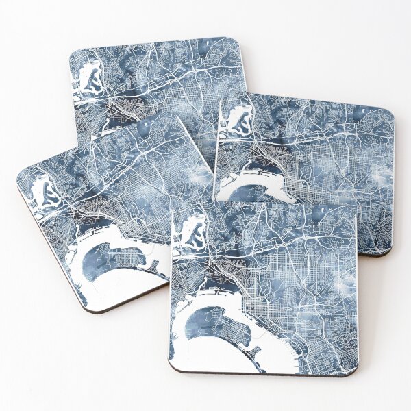 Item preview, San Diego Map Watercolor Navy Blue by Zouzounio Art designed and sold by zouzounioart.