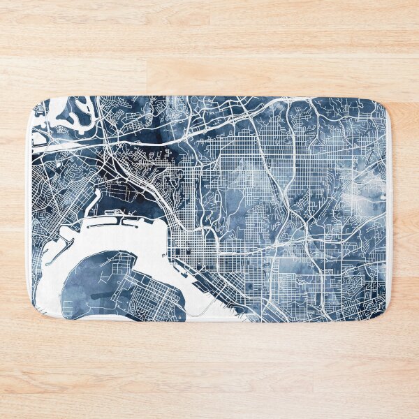 Item preview, San Diego Map Watercolor Navy Blue by Zouzounio Art designed and sold by zouzounioart.