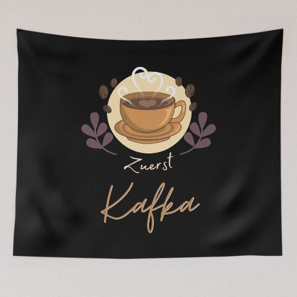 Artikelvorschau, Bücherwurm Zuerst Kafka Kaffeetasse Lyrik entworfen und verkauft von Two Left Hands Design.