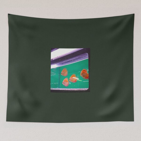 Item preview, sad  green tank of orange fishes swimming in cage designed and sold by alessiapenny.