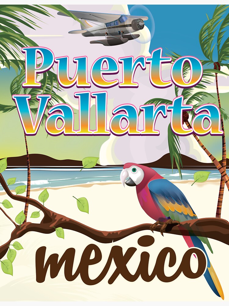 "Puerto Vallarta Mexico vintage travel poster" Sticker by