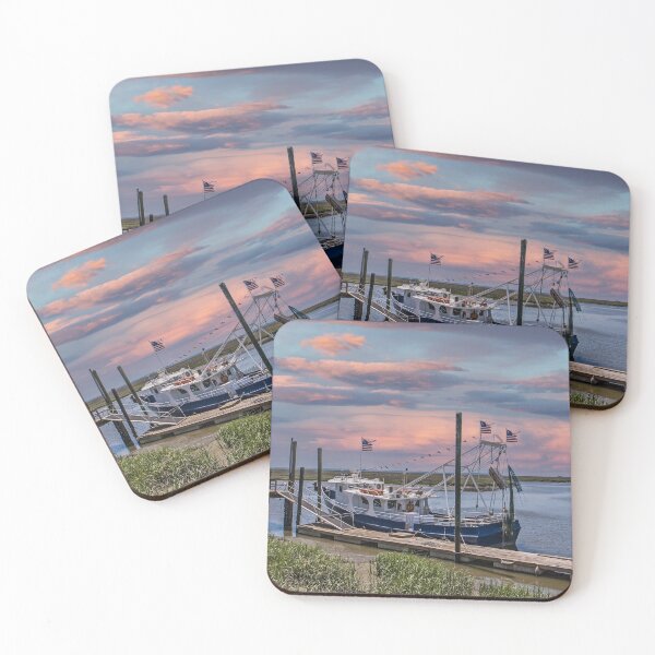 Item preview, Shirmp Boat at Dock at Sunset designed and sold by dbvirago.