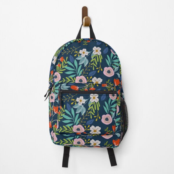 Item preview, Floral pattern on blue designed and sold by AllPrintsAndArt.