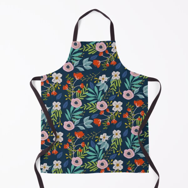 Item preview, Floral pattern on blue designed and sold by AllPrintsAndArt.