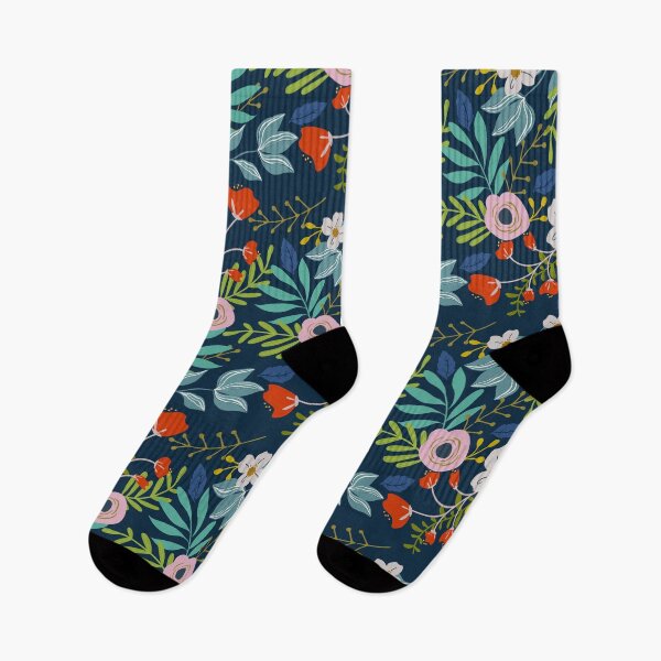 Item preview, Floral pattern on blue designed and sold by AllPrintsAndArt.