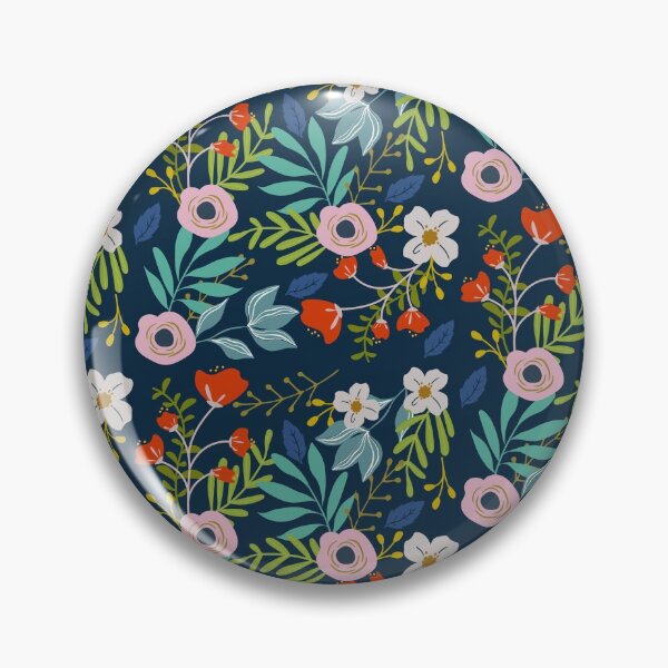 Item preview, Floral pattern on blue designed and sold by AllPrintsAndArt.