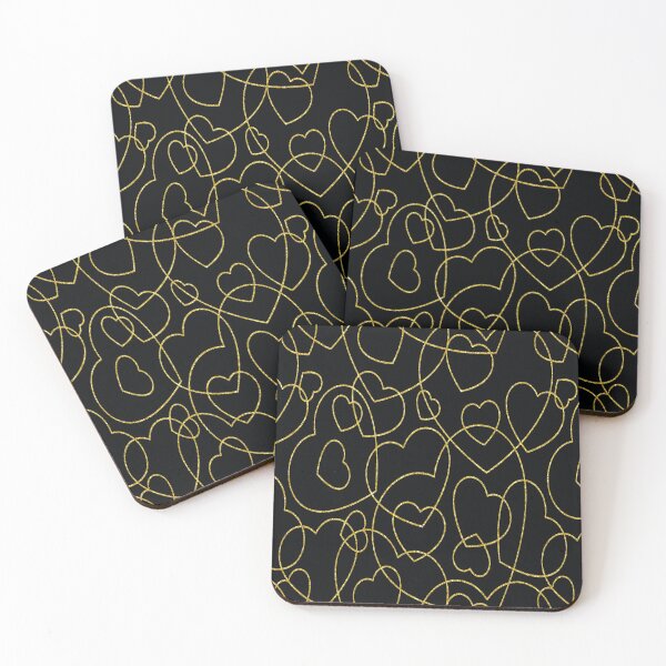 Item preview, black and gold glitter hearts pattern designed and sold by virilamissa.