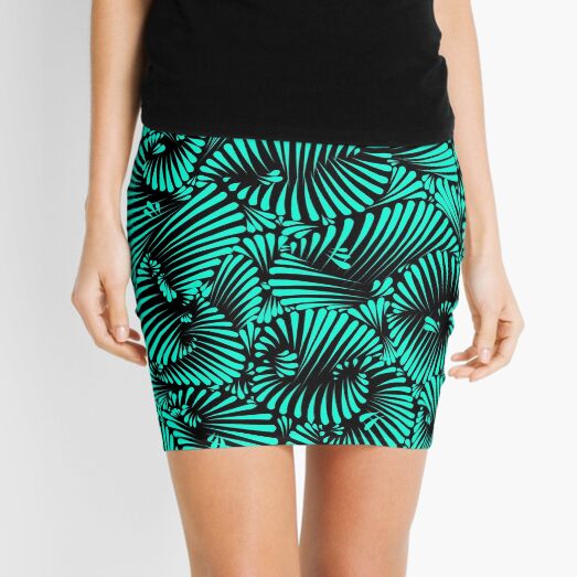 Neon Teal Palm Party Mini Skirt