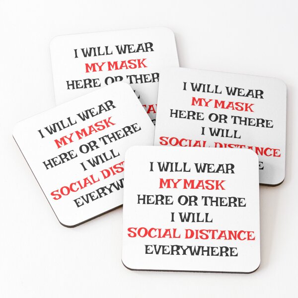 Item preview, I Will Wear My Mask Here or There I Will Social Distance Everywhere Black Text designed and sold by ClassySassyCats.