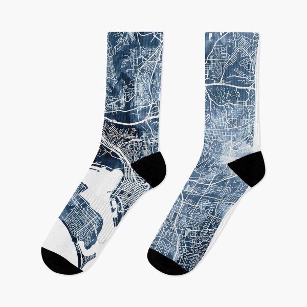 Item preview, San Diego Map Watercolor Navy Blue by Zouzounio Art designed and sold by zouzounioart.