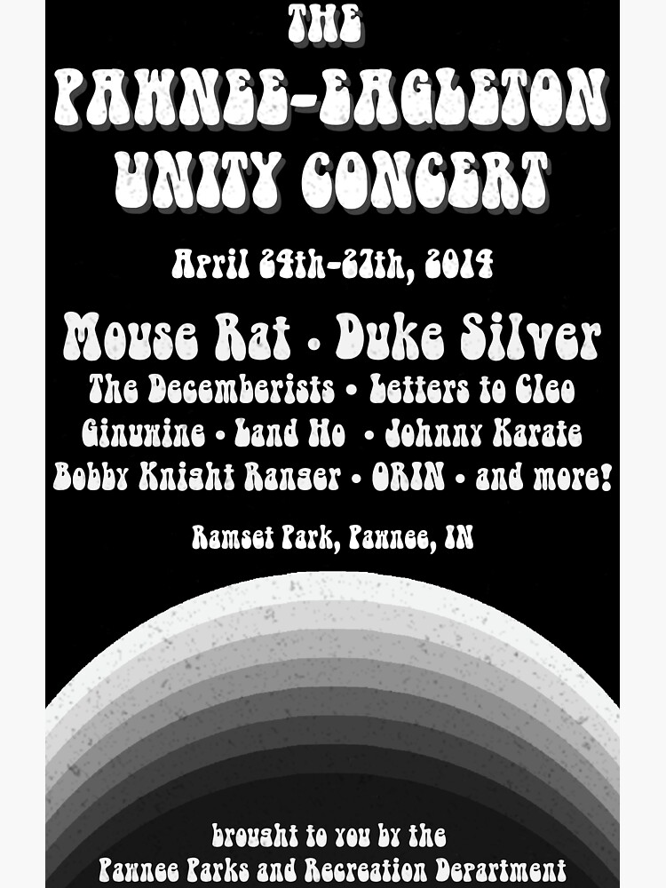 "pawnee eagleton unity concert (black and white)" Sticker by