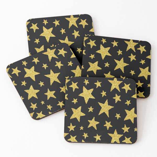 Item preview, black and gold glitter stars pattern designed and sold by virilamissa.
