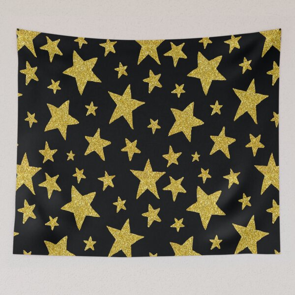 Item preview, black and gold glitter stars pattern designed and sold by virilamissa.