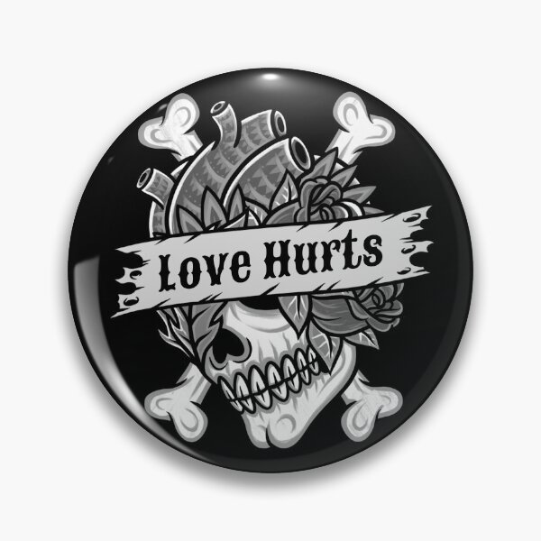 Item preview, Love Hurts Sad Vintage Black And White Skull designed and sold by Piztees.