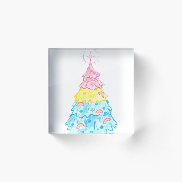 Pansexual Tree Pan Pride Christmas Holiday Acrylic Block