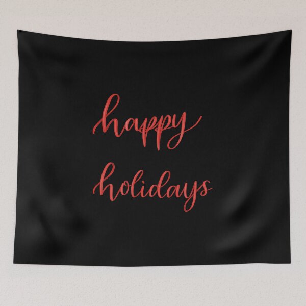 Item preview, Happy Holidays Red Ribbon Lettering, Black Background designed and sold by YitingZarts.