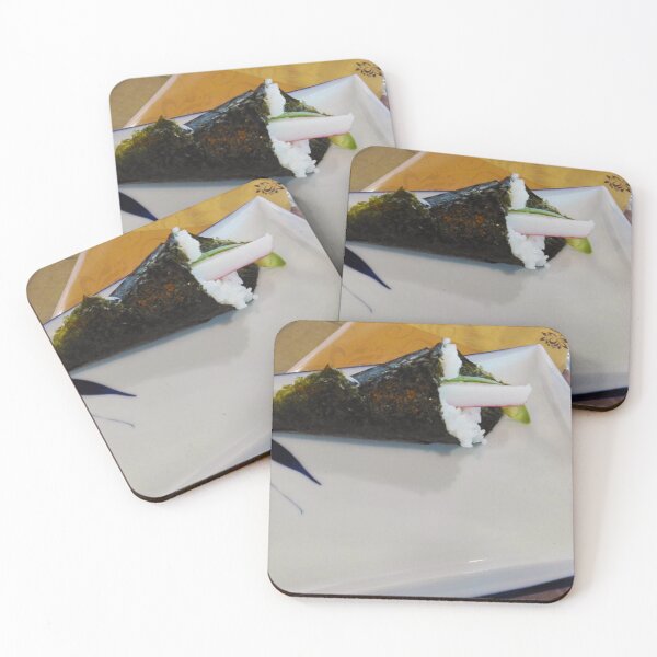 Item preview, various oriental sushi dishes at the restaurant and fish on a plate with black algae designed and sold by alessiapenny.