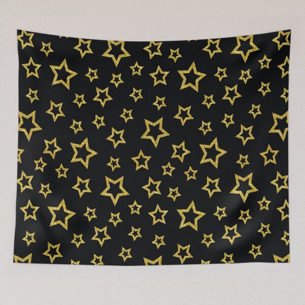 Item preview, black and gold glitter stars pattern designed and sold by virilamissa.