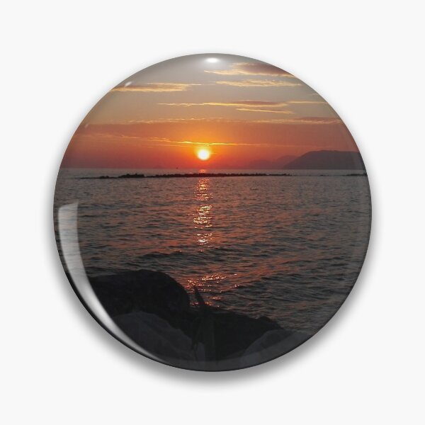Item preview, romantic sunset pink of the sun on the horizon over the sea designed and sold by alessiapenny.