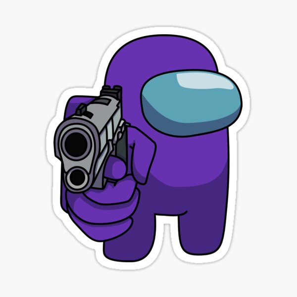 Among Us Purple Bean With Gun Sus Sticker By Crystalla Redbubble