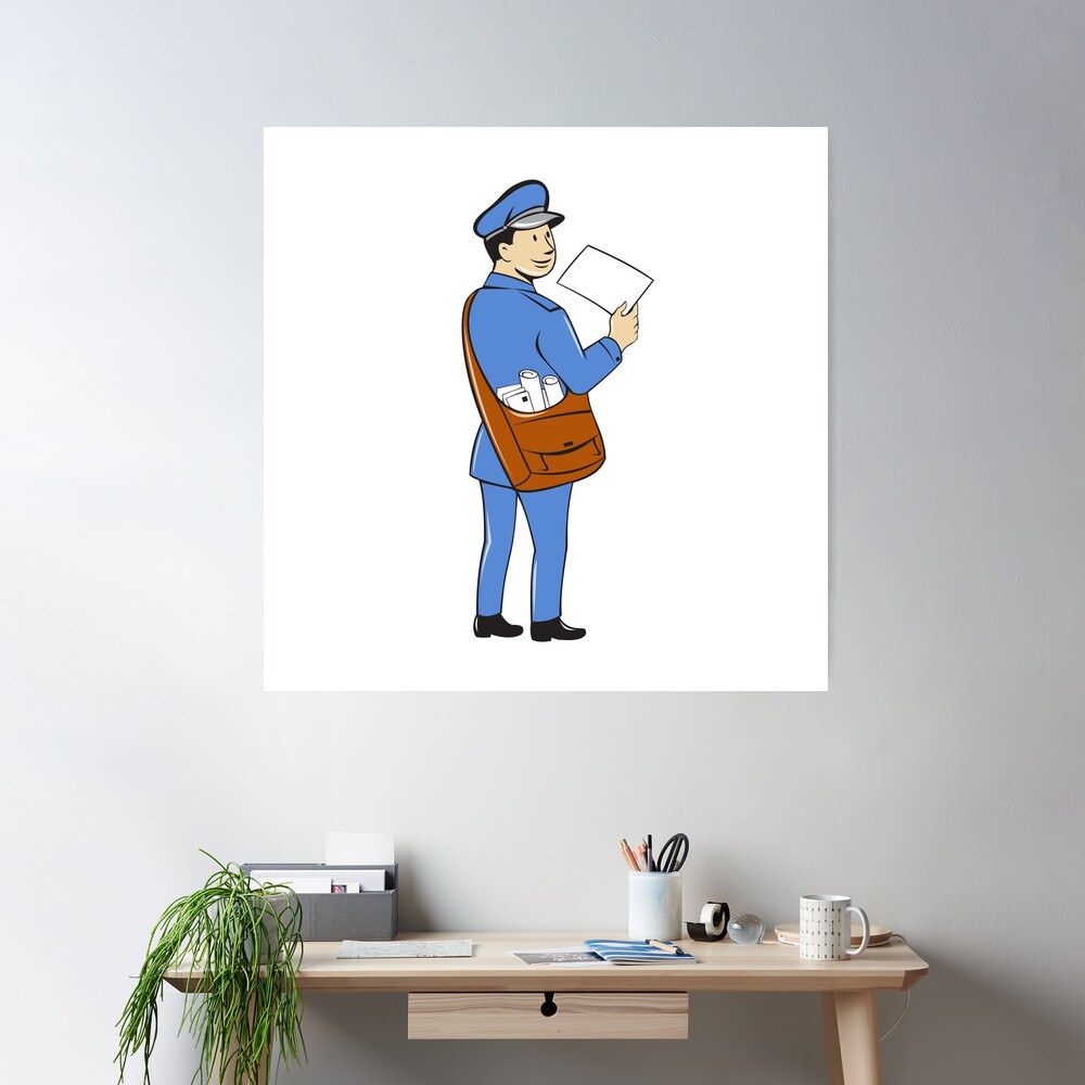 Mailman Deliver Letter Isolated Cartoon