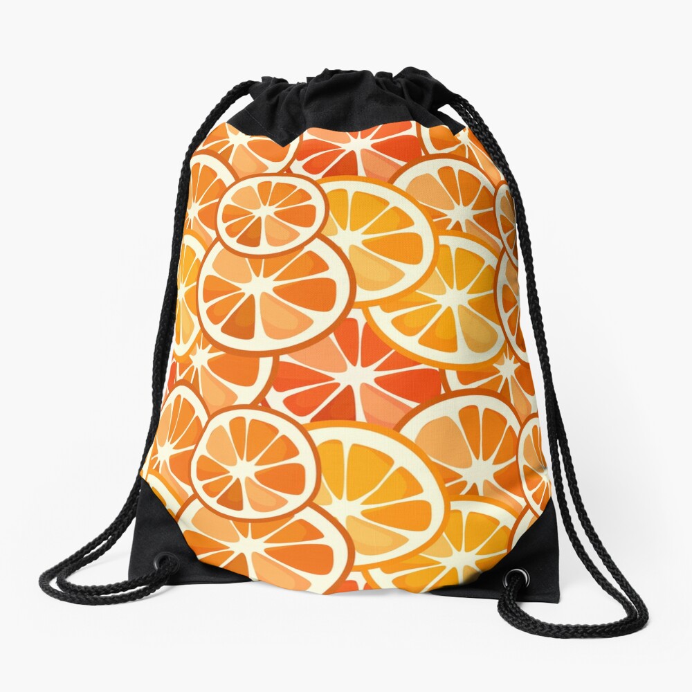 Adorable Orange Pattern Tangerine Cuties Sweeties Aesthetic, Slices circle  citrus decorative Drawstring Bag for Sale by Draculaura2009