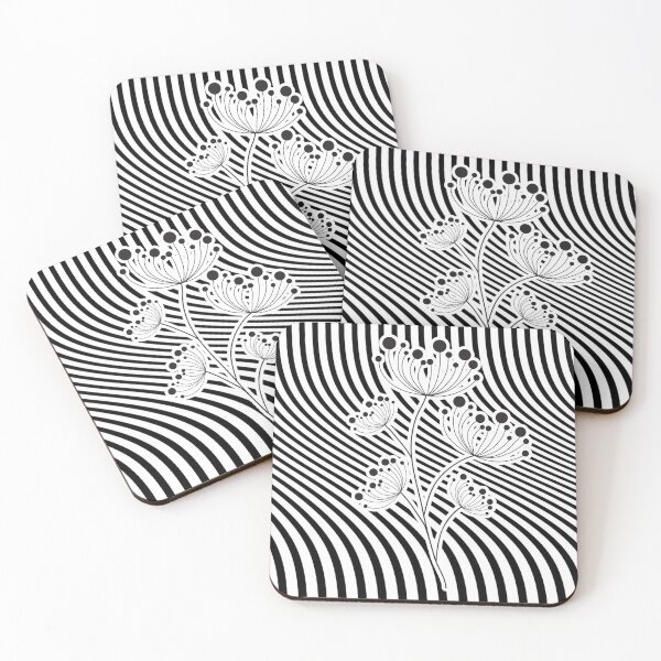 Item preview, Black and White Design with Flower Weed Silhouette, Patterns Artwork designed and sold by OhOddrey.