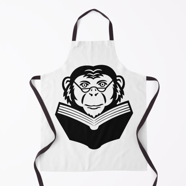 Item preview, Chimpanzee Chimp Monkey Primate or Ape Wearing Glasses Reading Book Mascot Black and White designed and sold by patrimonio.