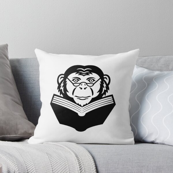 Item preview, Chimpanzee Chimp Monkey Primate or Ape Wearing Glasses Reading Book Mascot Black and White designed and sold by patrimonio.