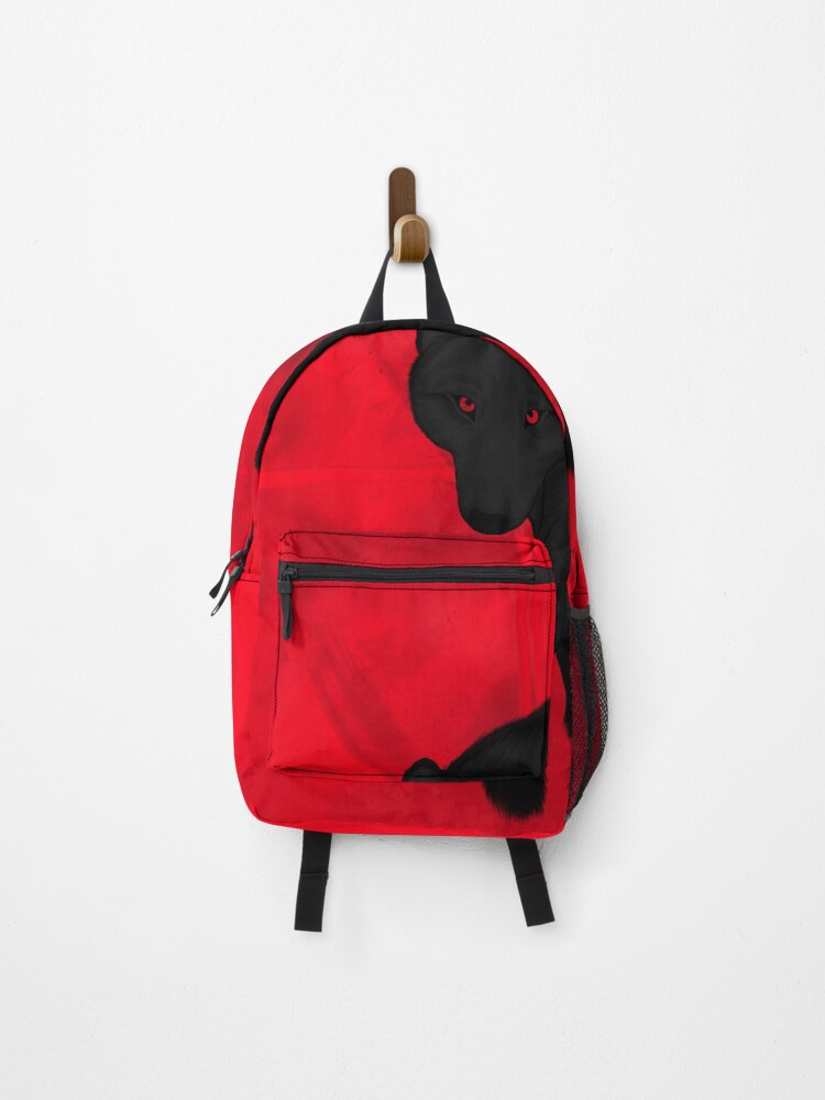 Thumbnail 1 of 3, Backpack, Ghost Wolf with Red Abstract Background designed and sold by Rising-Cryptide.