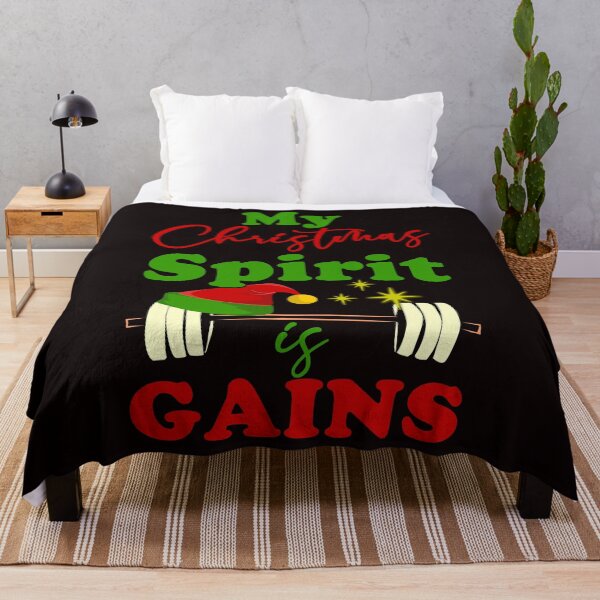 Item preview, My Christmas Spirit is Gains - Funny Workout Weightlifting Equipment with Santa Hat Gift designed and sold by leo121687.