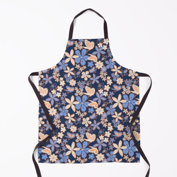 Item preview, Bees, Butterflies, and Flowers in Denim Blues and Peach Pattern designed and sold by Diana Garrison.